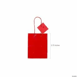 Best Sale 😀 4 1/2" x 5 3/4" Small Red Gift Bags with Tags - 12 Pc. ✨
