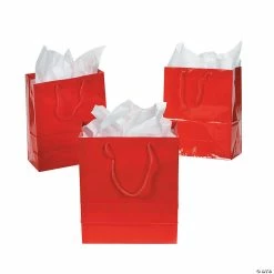Best deal 👏 7 1/2" x 3 1/2" x 9" Medium Red Paper Gift Bags with Tags - 12 Pc. 🌟