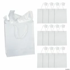 Best deal 🛒 7 1/2" x 3 1/2" x 9" Medium White Paper Gift Bags - 12 Pc. 👍