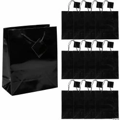 Outlet 😍 7 1/2" x 9" Medium Black Paper Gift Bags - 12 Pc. ✨