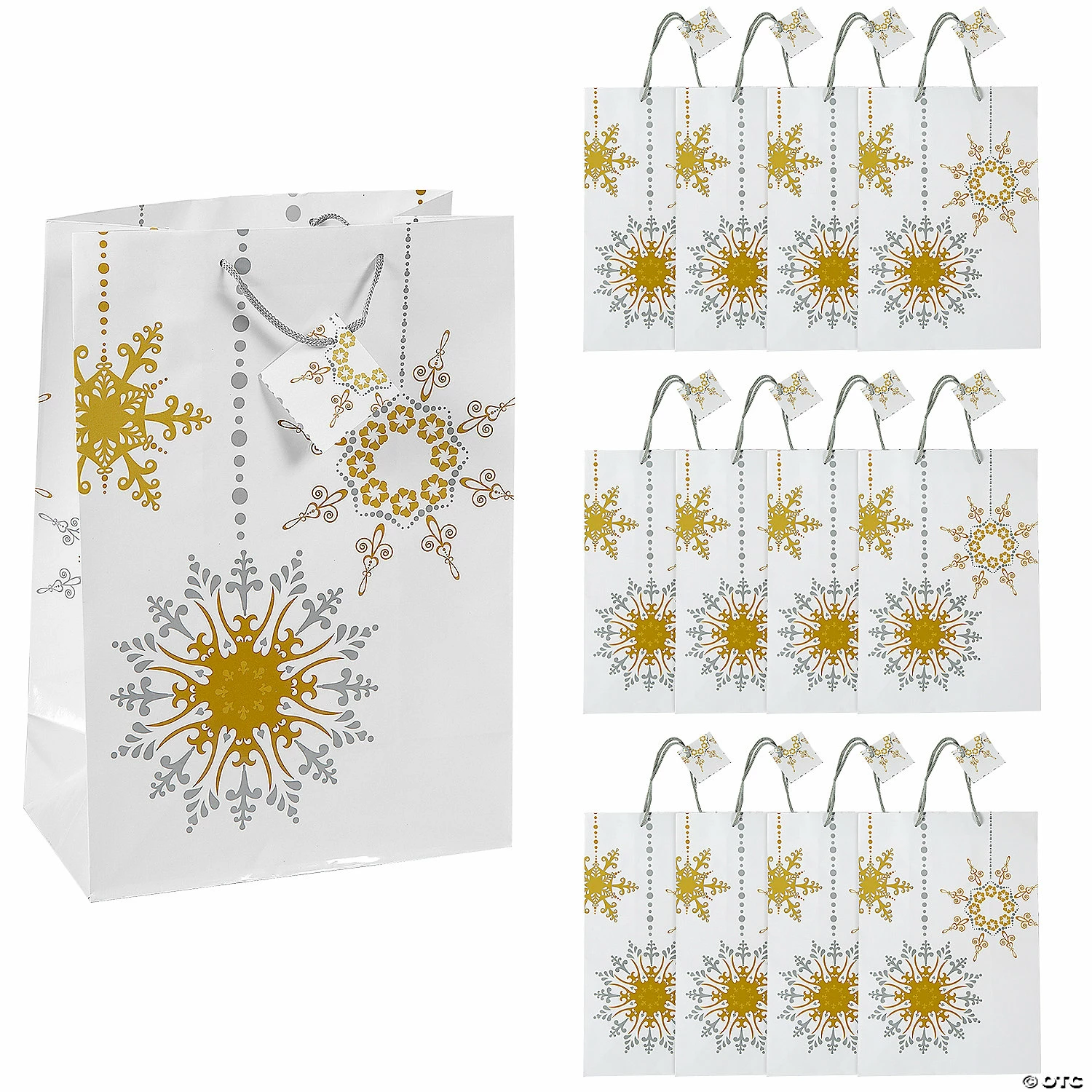 Discount 😉 9" x 12-3/4" Large Gold & Silver Gift Paper Bags with Tags - 12 Pc. ⭐ 1 Discount 😉 9" x 12-3/4" Large Gold & Silver Gift Paper Bags with Tags - 12 Pc. ⭐