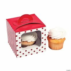 Promo 🌟 Polka Dot Cupcake Box with Handle - 12 Pc. 🌟